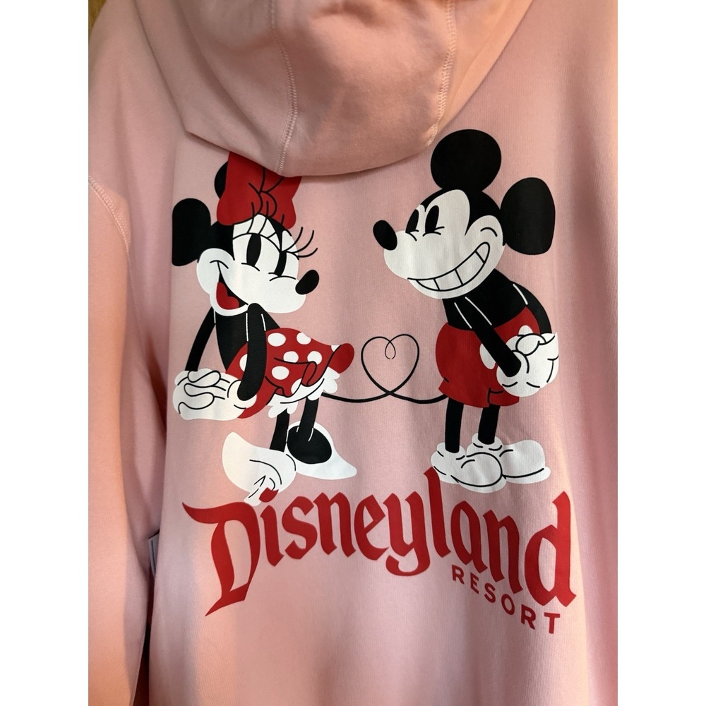 Disney Parks Disneyland Valentines Mickey & Minnie Pink Zip Hoodie Size XL NWT - Picture 2 of 4
